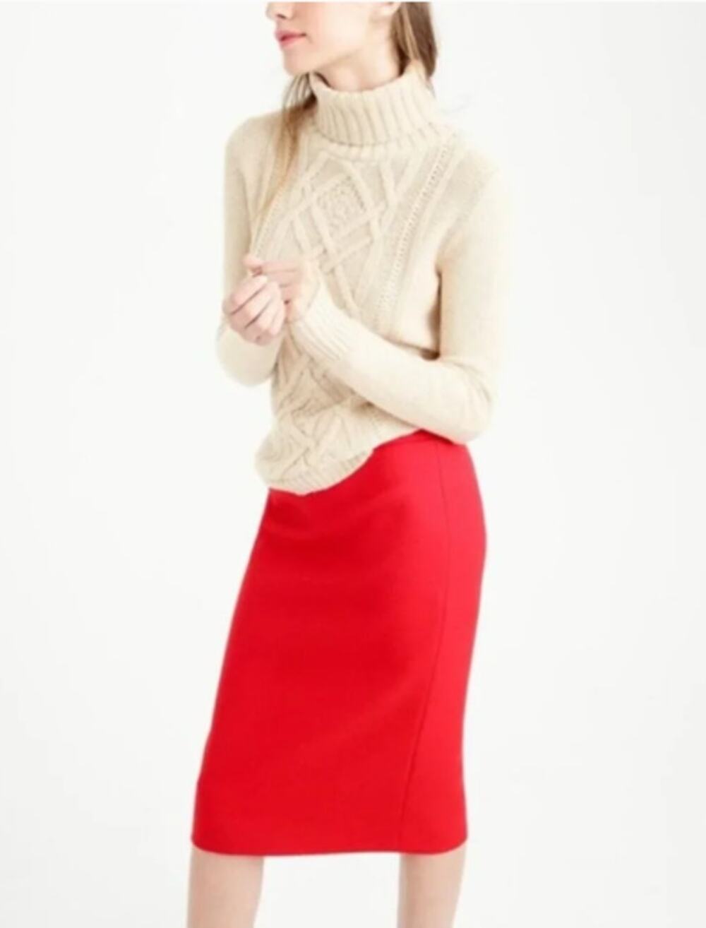 J. Crew Poppy Red Wool No. 2 Pencil Skirt Size 4